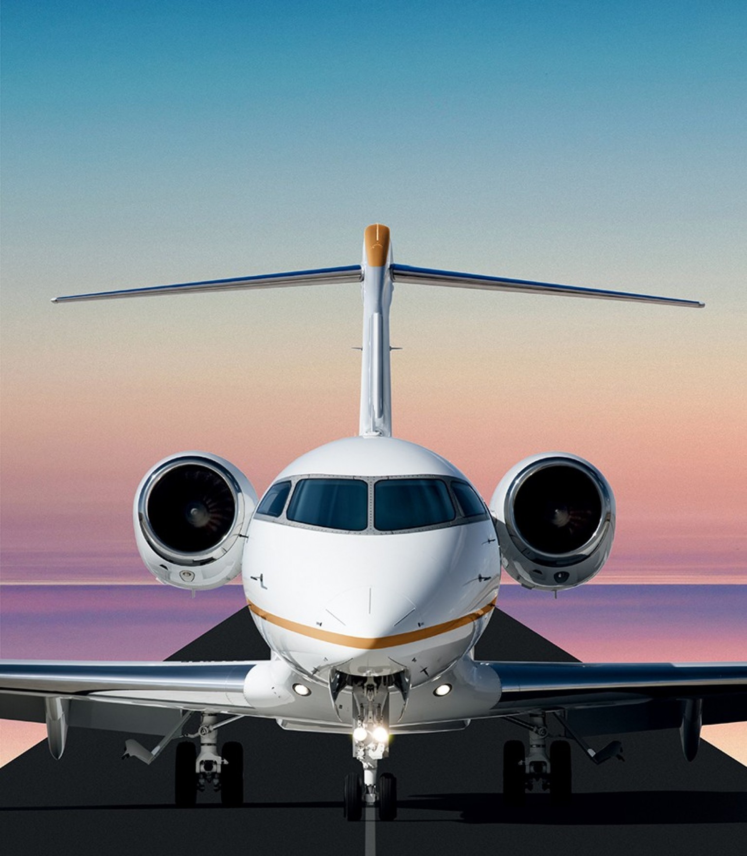 A close-up of the Challenger 350 aircraft