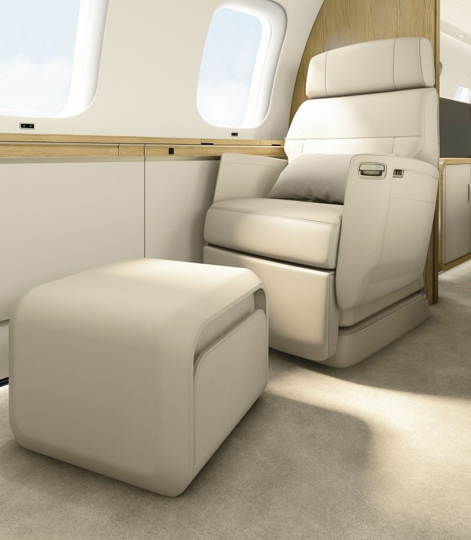 The Nuage chaise in a Global 6500 cabin
