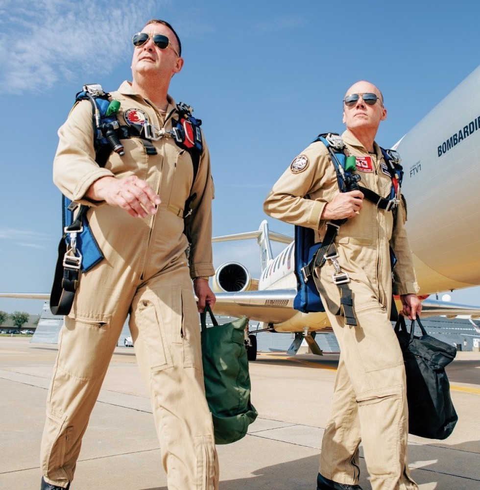 Bombardier's pilots Ed Grabman and Jeff Karnes