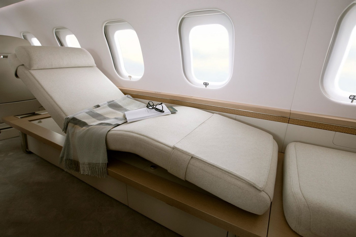 La chaise méridienne Nuage de l’avion Global 6500