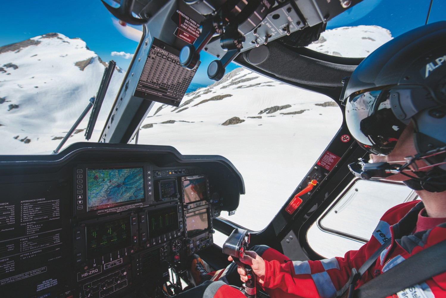 The cockpit of a Rega ambulance aircraft